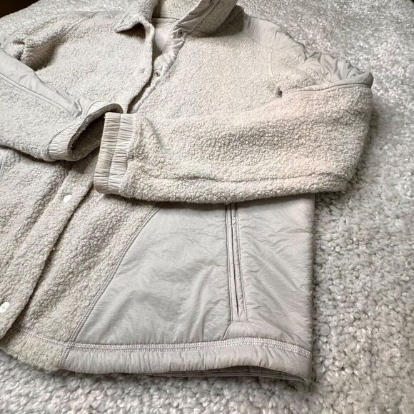 Lululemon Go Cozy Sherpa Fleece Jacket Heathered Ceramic Beige - Picture 13 of 15